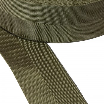 Polyamide narrow fabric, webbing tape, webbing in 60mm width and Khaki