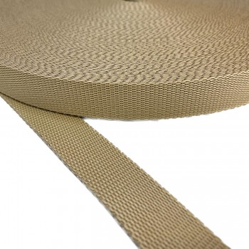 Synthetic tube type strap,  webbing tape in 25mm width and Beige Color