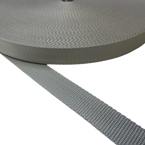 Synthetic tube type strap,  webbing tape in 25mm width and Gray Color