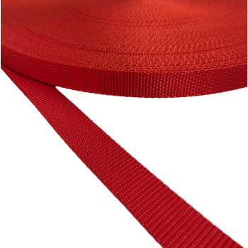 Synthetic tube type strap, webbing tape Strap Synthetic Hard High Strength Color Red 25 mm Thickness 1.7 mm