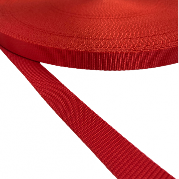 Synthetic tube type strap, webbing tape Strap Synthetic Hard High Strength Color Red 25 mm Thickness 1.7 mm