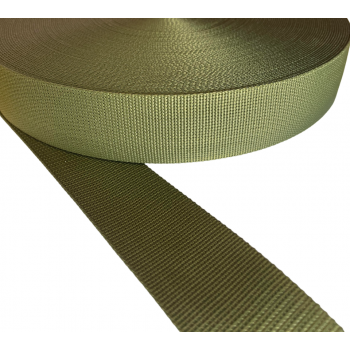 Synthetic belt, narrow fabric, webbing tape in 50mm width and Khaki Color