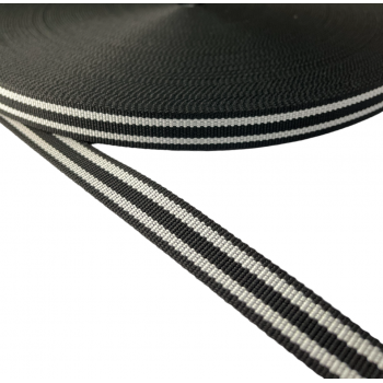 Strap Synthetic Hard Black with double White Stripe Width 20 mm Thickness 2.5 mm