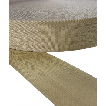 Synthetic strap, narrow fabric , webbing tape in 47mm width and Beige Color