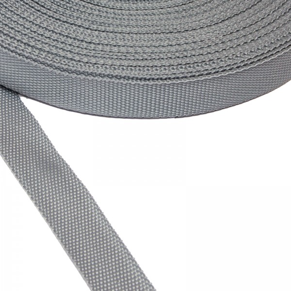Trimming, webbing tape Synthetic Soft Silver 22mm Thickness 0.7 mm