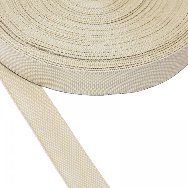 Trimming, webbing tape polypropylene 25 mm width in ecru color