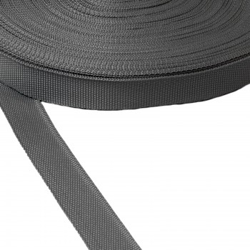 Trimming, webbing tape synthetic 25mm width in grey color