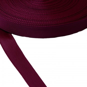 Trimming, webbing tape synthetic 25mm width in Bordeaux color