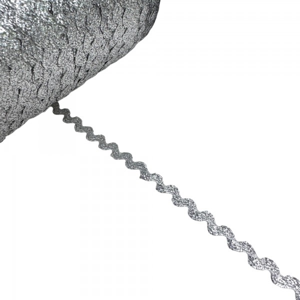 Zig Zag Decorative Narrow Fabric Trimming Silver Thread Color Silver Width 5 mm
