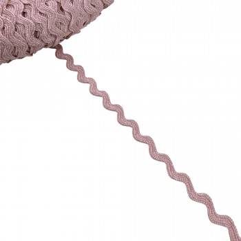 Decorative Narrow Fabric Trimming Zig Zag Synthetic Color Pink Width 7 mm