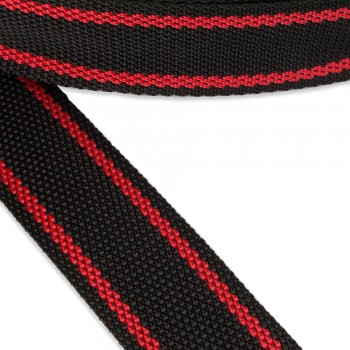 Strap Synthetic Soft in Black with Red Stripe 40 mm Thickness 1 mm