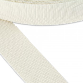 Synthetic  narrow fabric, webbing tape, trimming in 40mm width and Ecru Color