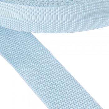 Polyester narrow fabric, webbing tape, trimming 40 mm width and Light Blue Color