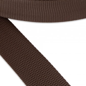 Synthetic  narrow fabric, webbing tape, trimming in 40mm width and Brown Color