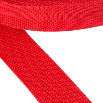 Synthetic  narrow fabric, webbing tape, trimming in 40mm width and Red Color