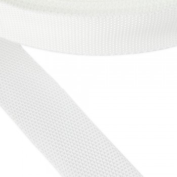 Synthetic narrow fabric, webbing tape, trimming in 40mm width and White Color
