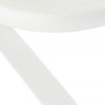 Synthetic  narrow fabric, webbing tape, Strap Synthetic Soft Color White 30 mm Thickness 1 mm