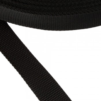 Synthetic  narrow fabric, webbing tape, trimming in 30mm width and Black Color