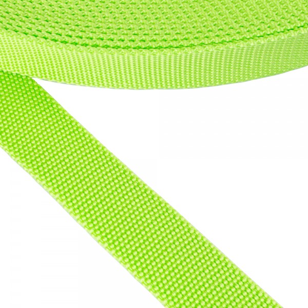 Synthetic  belt, narrow fabric, webbing tape in 30mm width and Lime Green Color