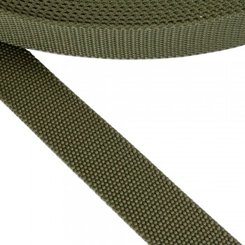 Synthetic flexible harness, belt, narrow fabric, webbing tape in 30mm width and Khaki Color 
