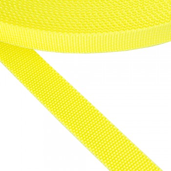 Synthetic  webbing tape, trimming in 25mm width and Fluorescent Yellow Color 