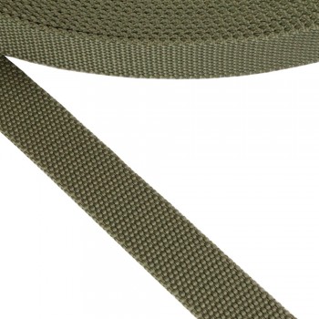 Synthetic  belt, narrow fabric, webbing tape in 25mm width and Khaki Color