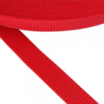 Synthetic  belt, narrow fabric, webbing tape in 25mm width and Red Color