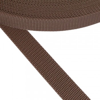 Synthetic  narrow fabric, webbing tape in 25mm width and Brown Color
