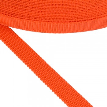 Synthetic narrow fabric, webbing tape, trimming in 20mm width and Orange Color
