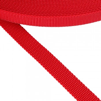 Synthetic  narrow fabric, webbing tape, trimming in 20mm width and Red Color