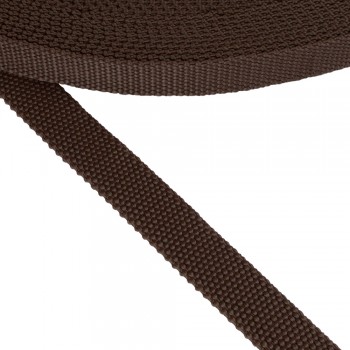 Synthetic narrow fabric, webbing tape, trimming in 20mm width and Brown Color