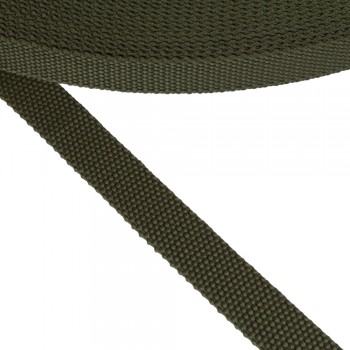 Synthetic  narrow fabric, webbing tape, trimming in 20mm width and Khaki Color