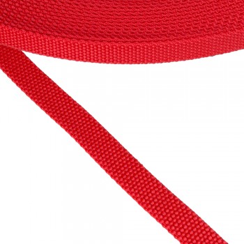 Synthetic narrow fabric, webbing tape, Strap Synthetic Hard Red Color 15 mm Thickness 2,5 mm