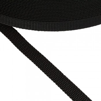 Synthetic narrow fabric, webbing tape, Strap Synthetic Hard Black Color 15 mm Thickness 2,5 mm