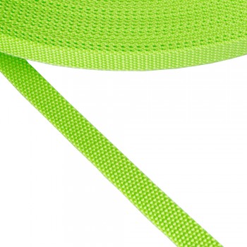 Synthetic narrow fabric,webbing tape,trimming in 15mm width and Lime Green Color
