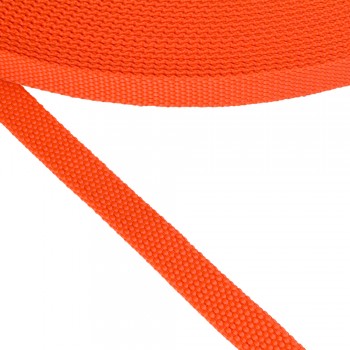 Synthetic narrow fabric, webbing tape, trimming in 15mm width and Orange Color