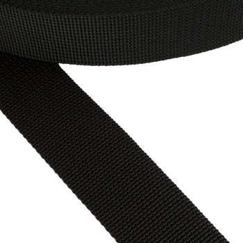 Belt, Webbing, Narrow Fabric, Semi Hard Synthetic Strap, Semi-Hard Synthetic Strap in Color Black Width 40 mm and Thickness 1.7 mm