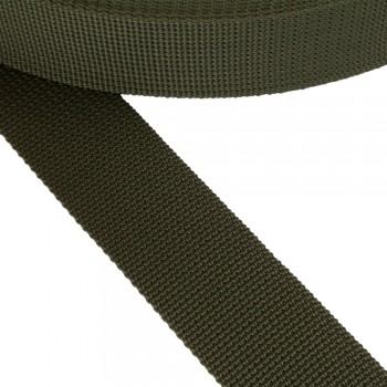 Stiff belt, narrow fabric, webbing tape in 40mm width and Khaki Color
