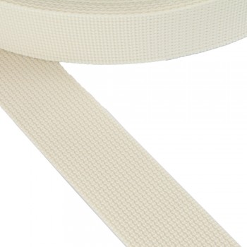 Stiff belt, narrow fabric, webbing tape in 40mm width and ecru Color