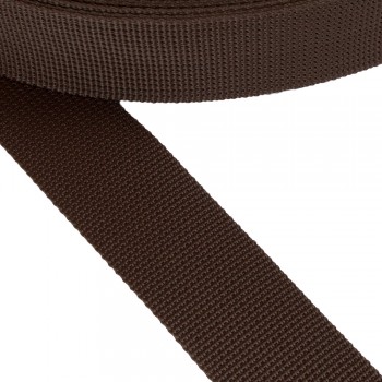 Stiff belt, narrow fabric, webbing tape in 40mm width and Brown Color
