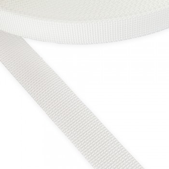 Stiff belt, narrow fabric, webbing tape in 25mm width and White Color