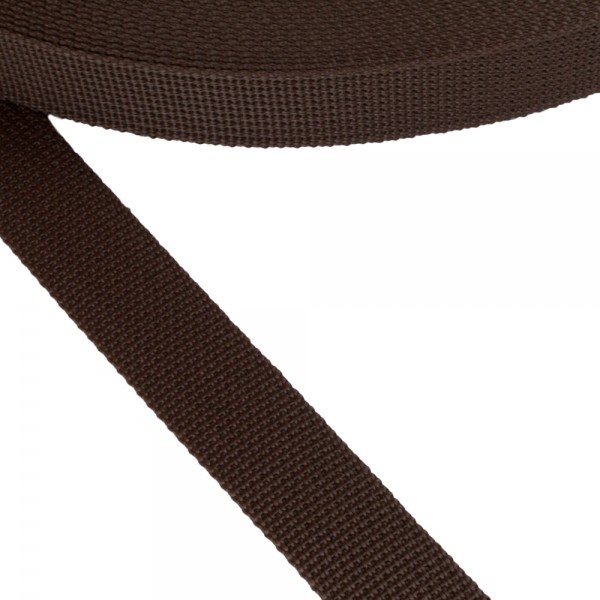 Stiff belt, narrow fabric, webbing tape in 25mm width and Brown Color