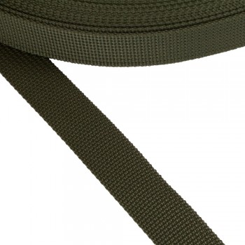 Stiff belt, narrow fabric, webbing tape in 25mm width and Khaki Color