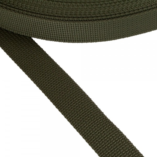 Stiff belt, narrow fabric, webbing tape Strap Synthetic Semi-hard Color Khaki Width 25 mm Thickness 1.5