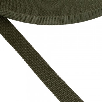 Stiff belt, harness, narrow fabric, webbing tape in 20mm width and Khaki Color