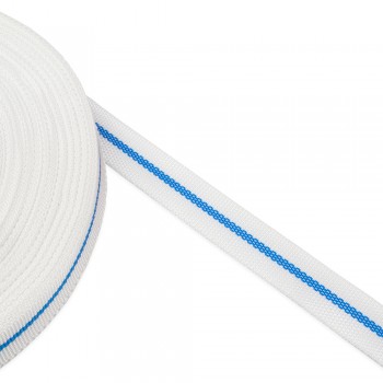  Trimming, webbing tape synthetic 22mm width in white color with white stripe