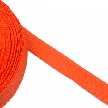 Trimming, webbing tape synthetic 22mm width in orange color