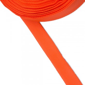 Trimming, webbing tape synthetic 22mm width in orange color