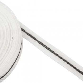 Trimming, webbing tape synthetic 22mm width in white color with black stripe