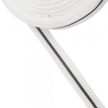 Trimming, webbing tape synthetic 22mm width in white color with black stripe